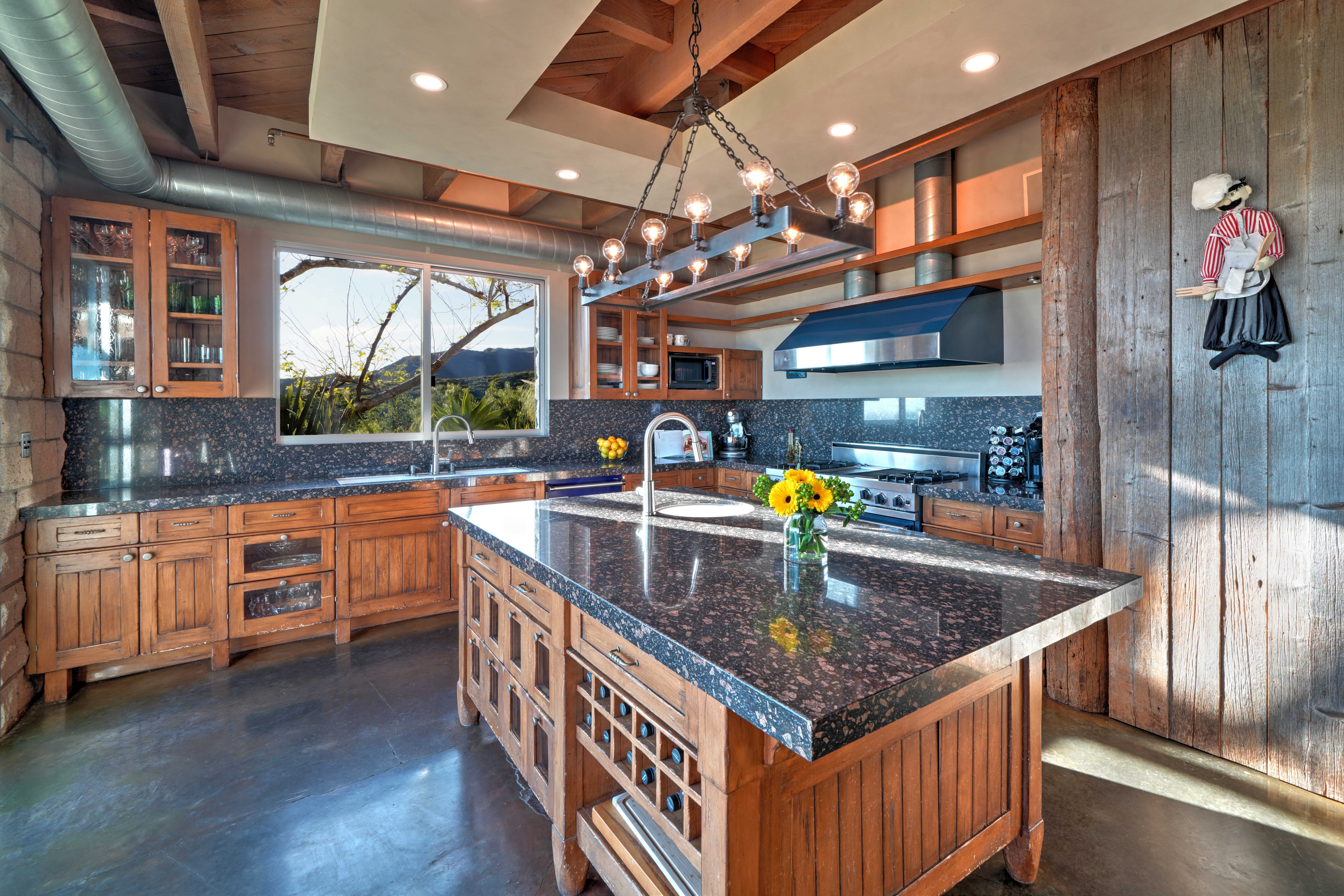 Gourmet kitchen with granite island